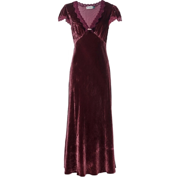 Rixo Red Velvet Clarice Midi Dress - Picture 5 of 11